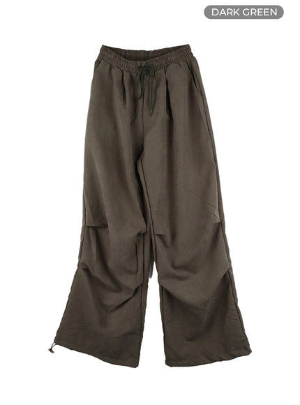 pintuck-polyester-joggers-unisex-ca424 / Dark green