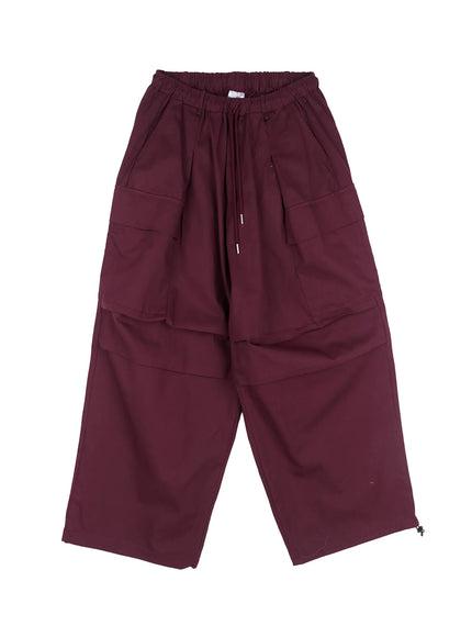 wide-leg-cargo-balloon-pants-cl514 / Dark red
