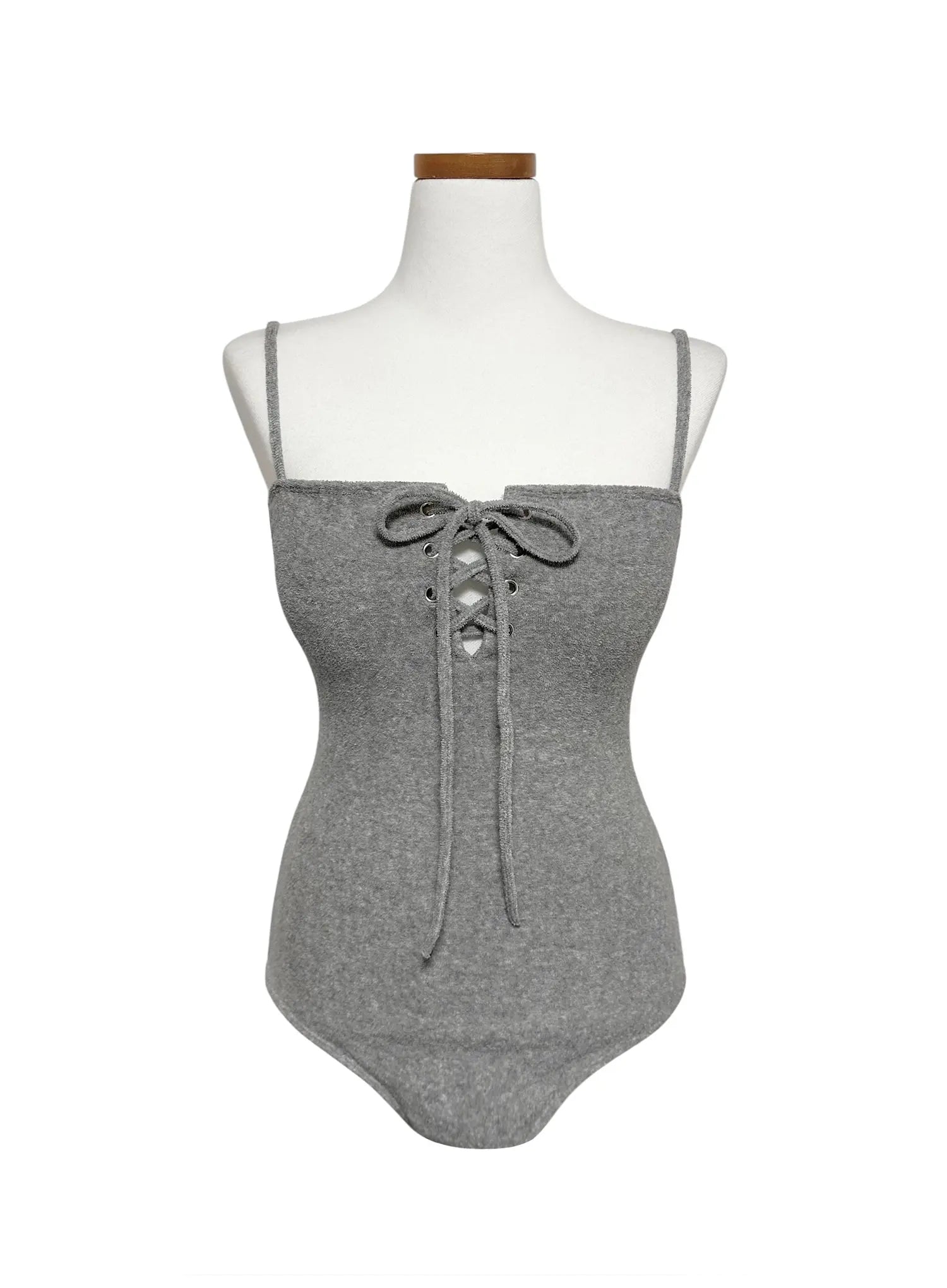 lace-up-one-piece-swimsuit-iy514 / Gray
