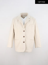 notched-collar-wool-blazer-oo325 / Light beige