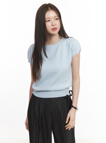 soft-touch-short-sleeve-sweater-ca502 / Light blue