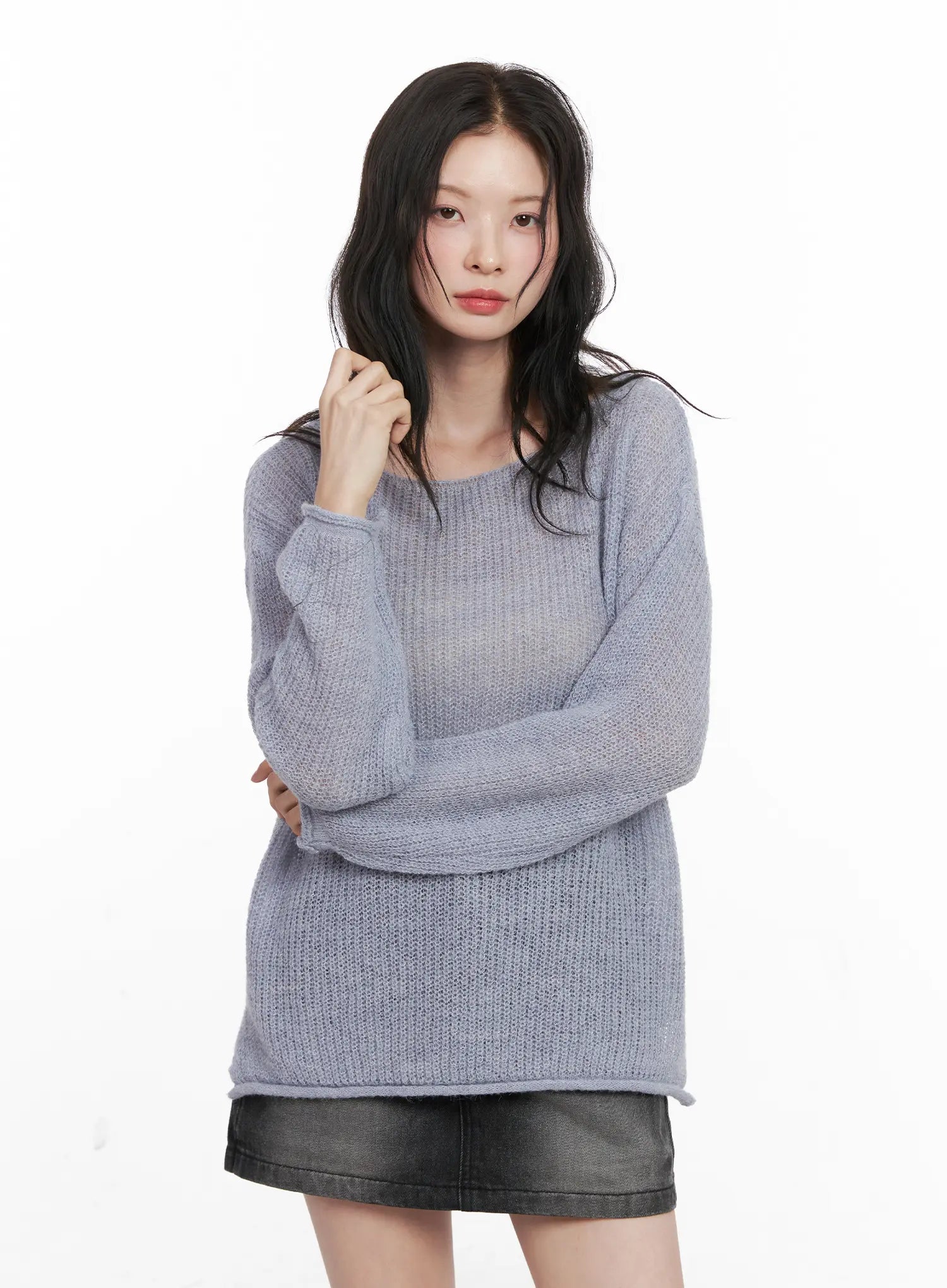 oversized-boat-neck-knit-sweater-cn504 / Light purple