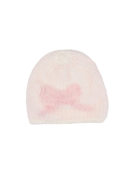 chic-ribbon-fur-beanie-cj501 / Pink