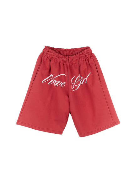 graphic-print-bermuda-sweatshorts-cl501 / Red