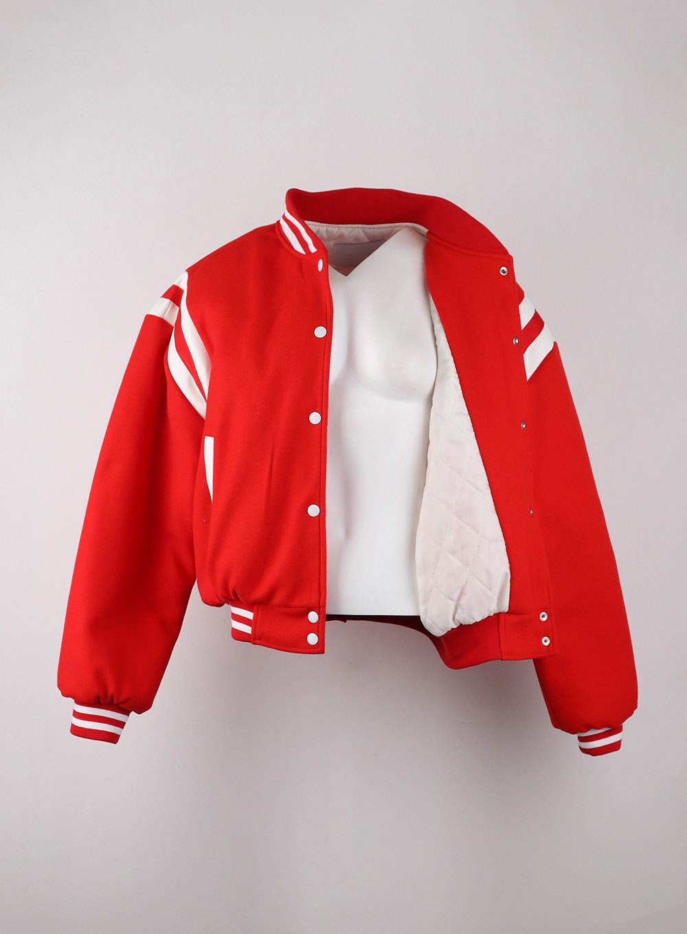 Bomber jacket red and on sale white