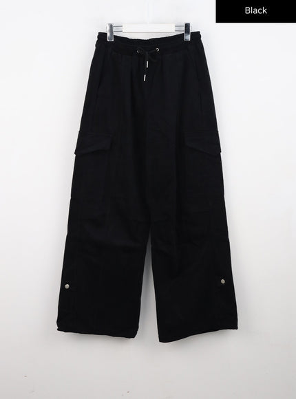 wide-leg-cargo-sweat-pants-cn303 / Black