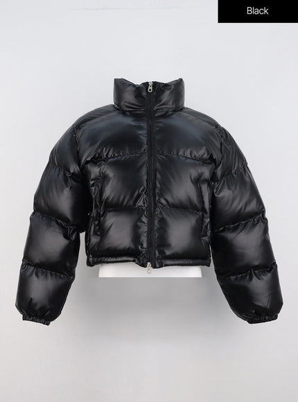 crop-metallic-puffer-jacket-in322 / Black