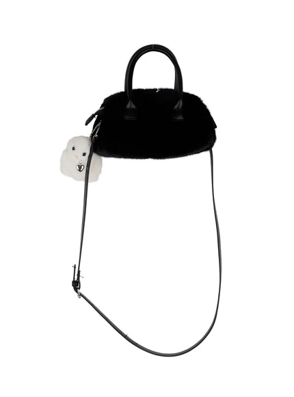 faux-fur-keyring-bag-set-cj520 / Black
