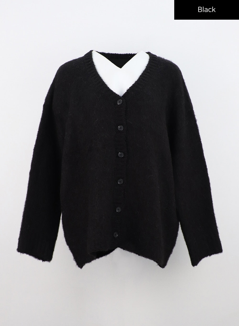 v-neck-loose-fit-knit-cardigan-cn303 / Black