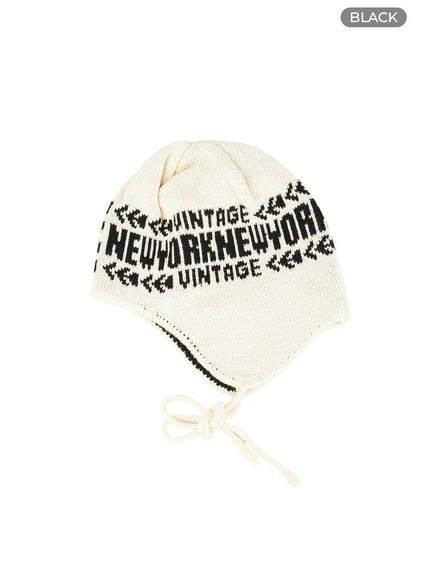 graphic-lettering-beanie-cg426 / Black