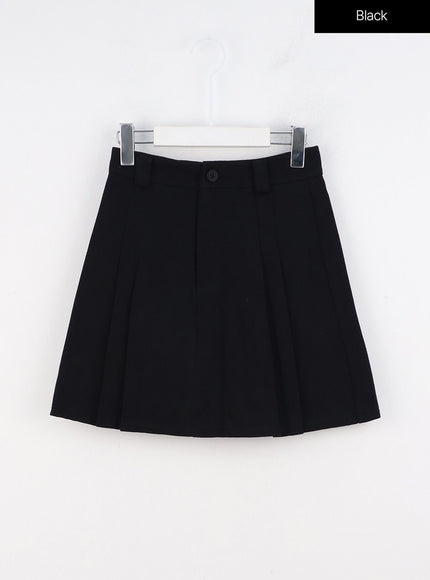 cotton-pleated-mini-skirt-oo312 / Black