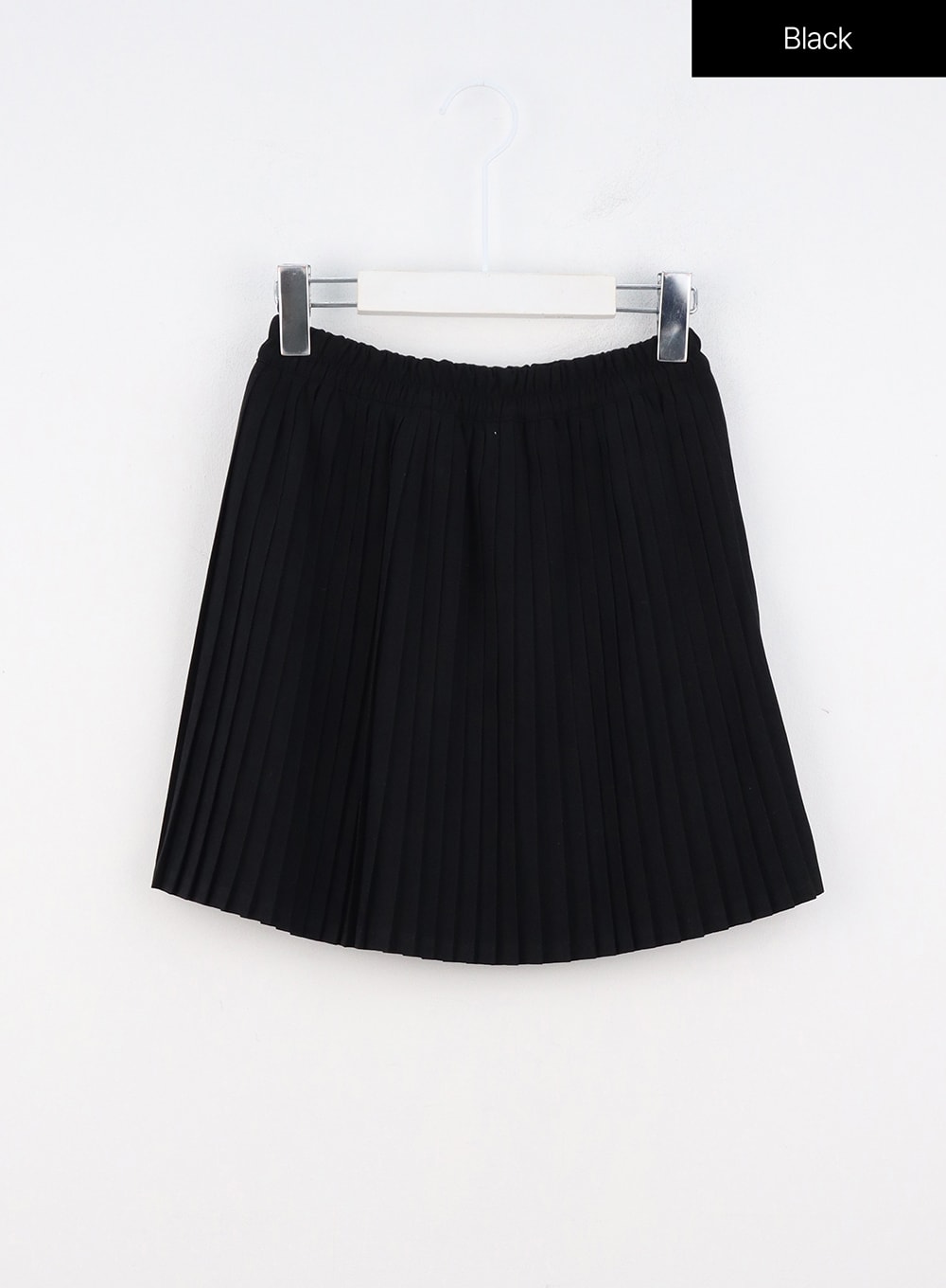 solid-pleated-mini-skirt-oo312 / Black