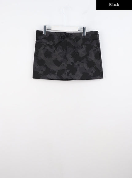 camo-waist-tie-mini-skirt-co323 / Black