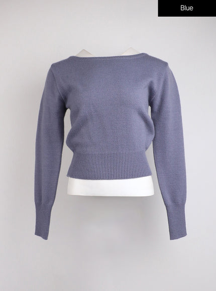 boat-neck-knit-sweater-oj422 / Blue