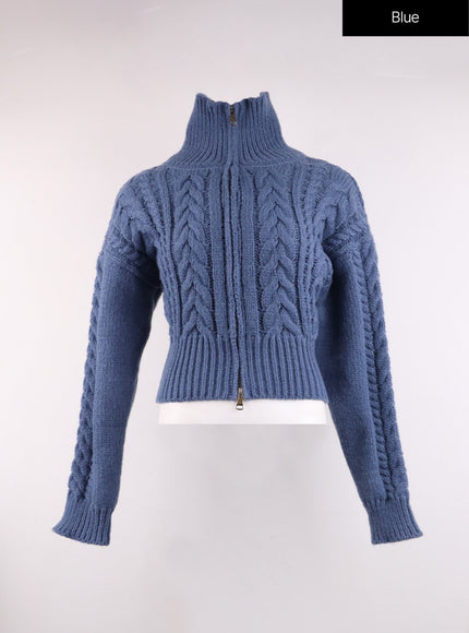 cable-knit-crop-sweater-oj426 / Blue