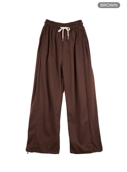 comfy-banded-wide-leg-sweatpants-os409 / Brown