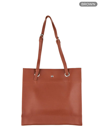 faux-leather-solid-shoulder-bag-ol416 / Brown