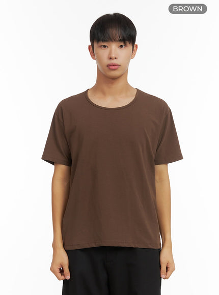 mens-essential-solid-crew-neck-t-shirt-co408 / Brown