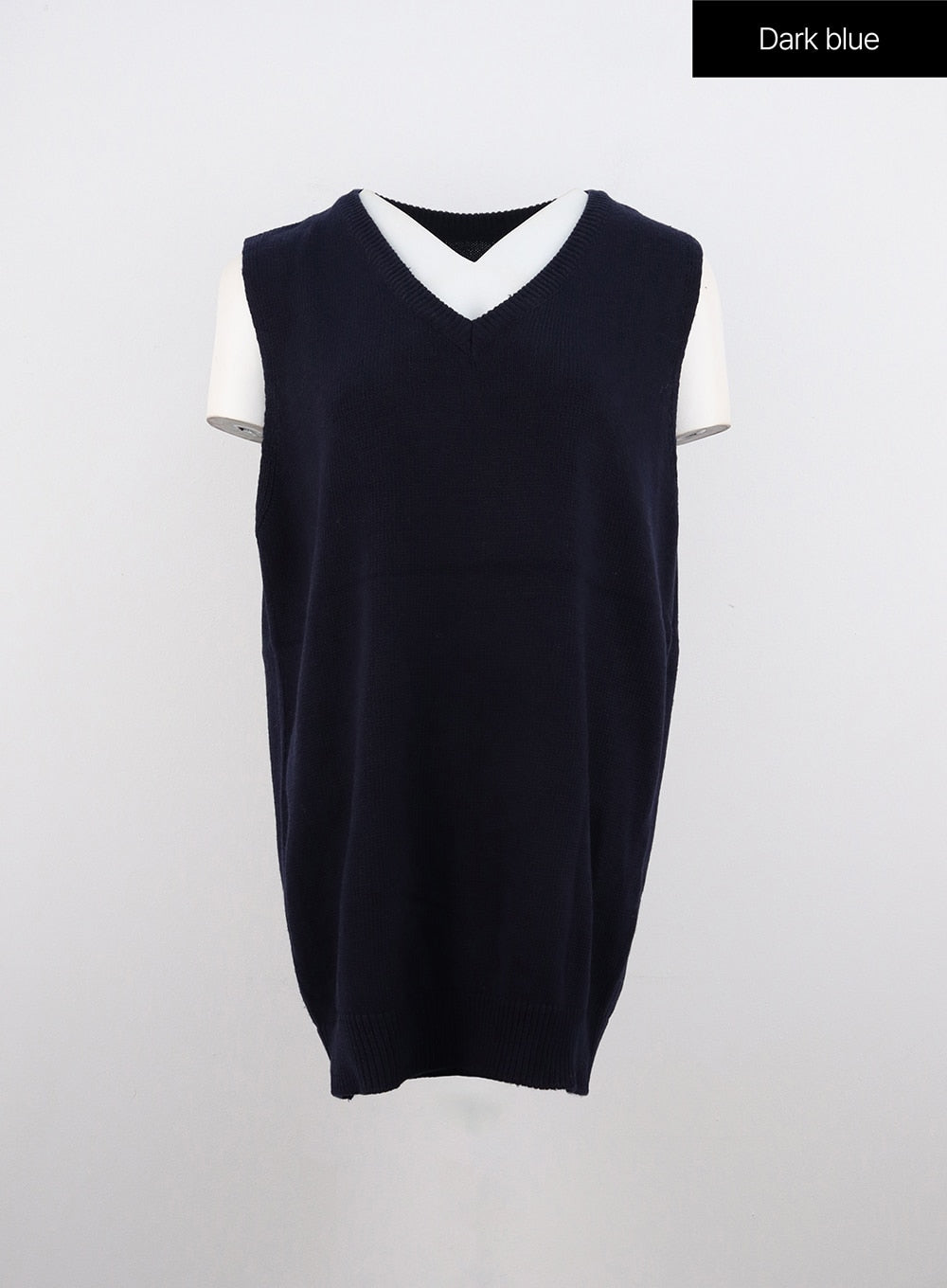 v-neck-sleeveless-sweater-dress-oo312 / Dark blue
