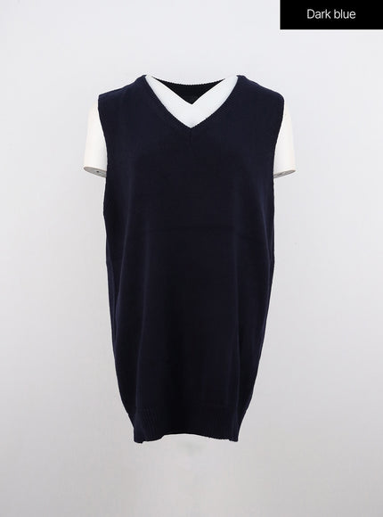 V-Neck Sleeveless Sweater Dress OO312 - Korean Women's Fashion | LEWKIN V-Neck Sleeveless Sweater Dress OO312 - Korean Women's Fashion | LEWKIN