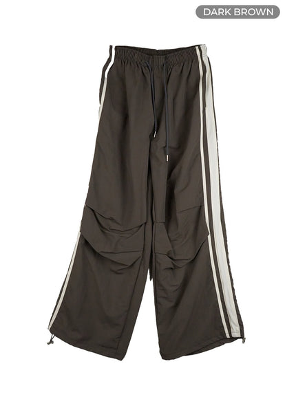 pintuck-sporty-sweatpants-cg420 / Dark brown