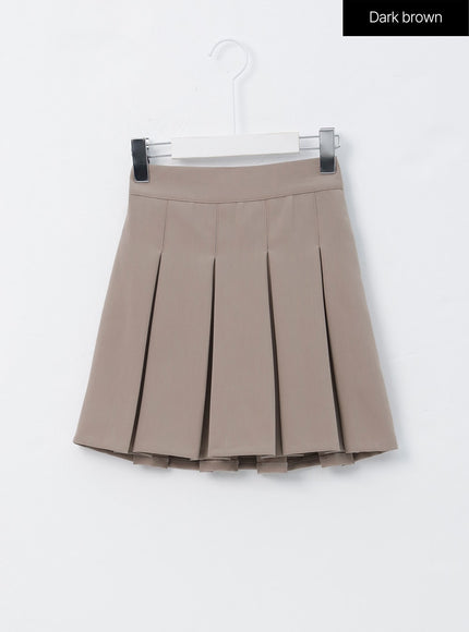 pleated-mini-skirt-os326 / Dark brown