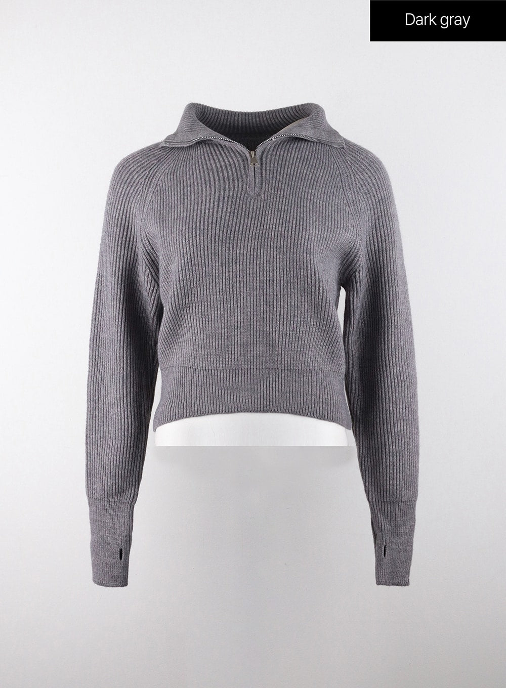 half-neck-zip-sweater-od321 / Dark gray