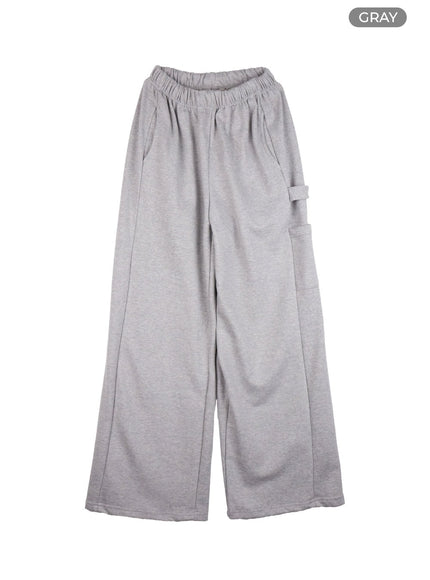 cotton-banded-wide-fit-carpenter-sweatpants-oo401 / Gray