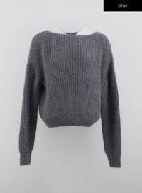 soft-boat-neck-knit-sweater-cn329 / Gray