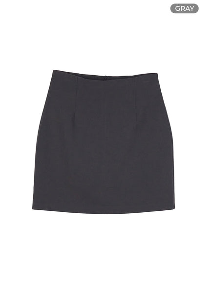 high-waist-solid-mini-skirt-ou413 / Gray