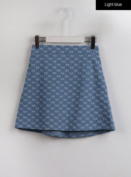 balletcore-ribbon-graphic-mini-skirt-oj422 / Light blue