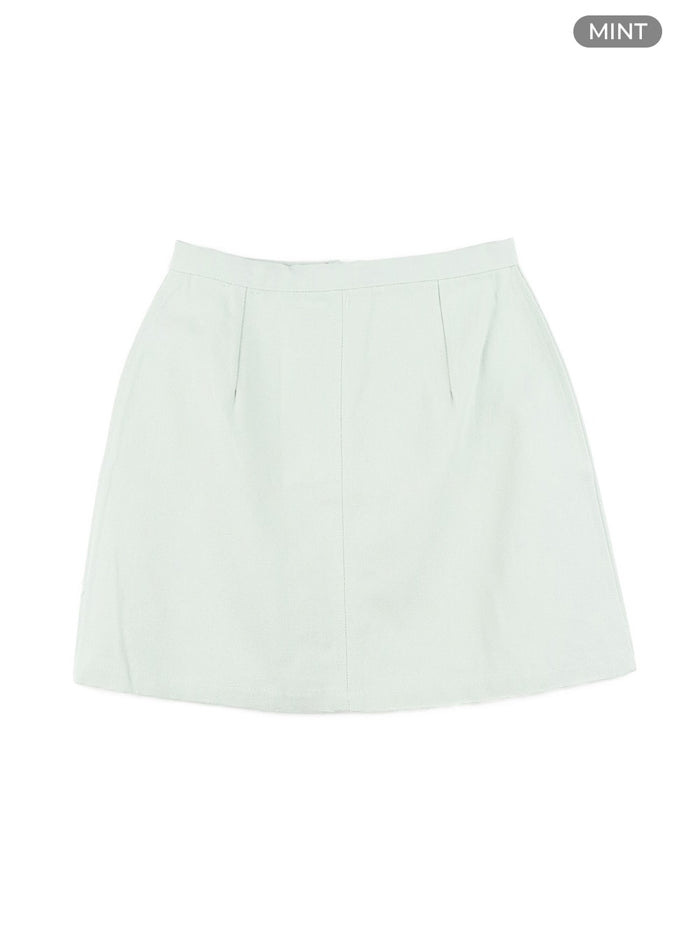 cotton-solid-mini-skirt-om429 / Mint