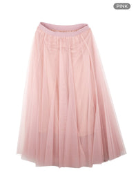 tulle-maxi-skirt-om427 / Pink