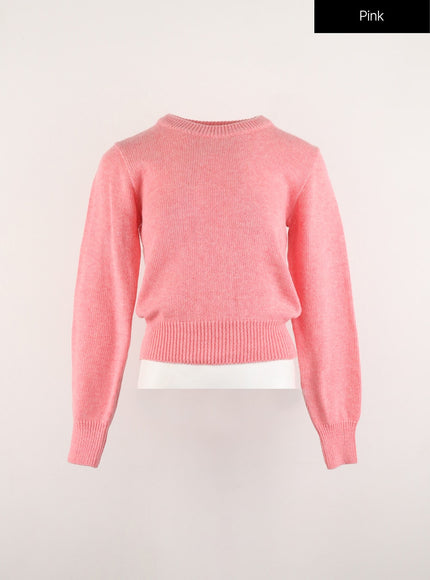 wool-blend-round-neck-knit-sweater-od314 / Pink