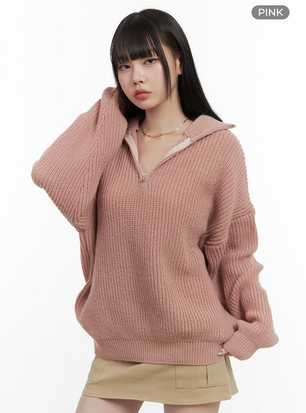 cozychic-half-zip-sweater-os410 / Pink