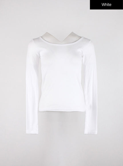 long-sleeve-u-neck-top-od327 / White