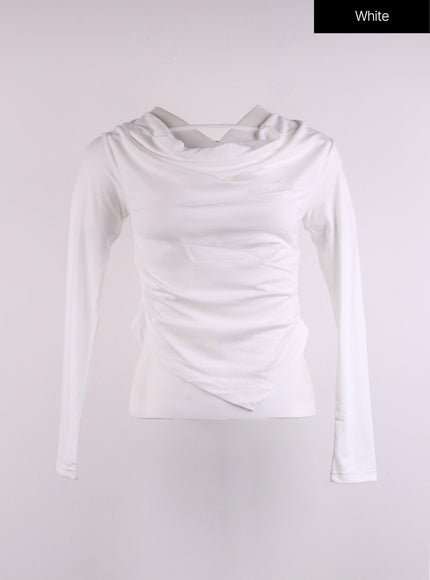 asymmetrical-draped-crop-top-cj426 / White