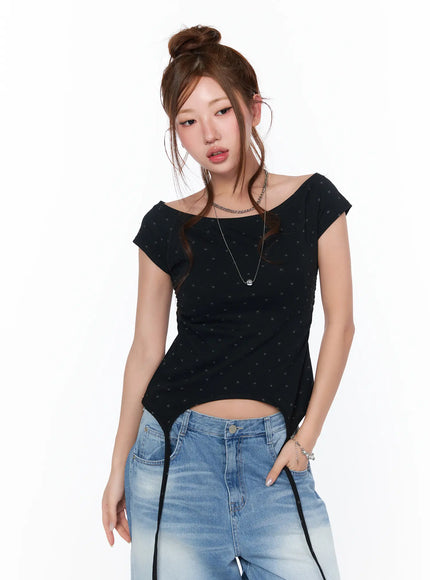 boat-neck-star-print-string-top-ca514