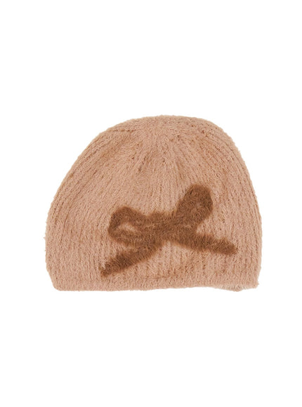 chic-ribbon-fur-beanie-cj501 / Beige