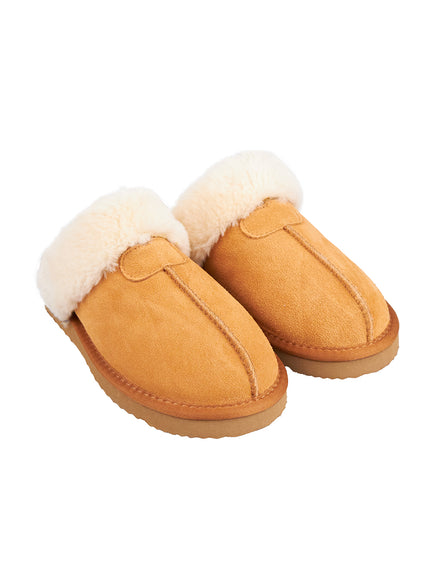 solid-faux-leather-slippers-cn425 / Beige