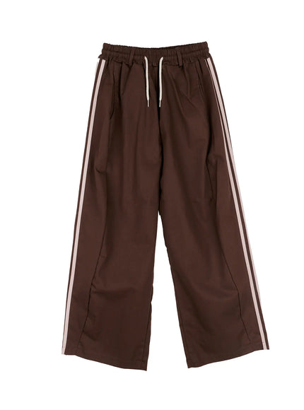 double-stripe-wide-cotton-pants-co501 / Brown