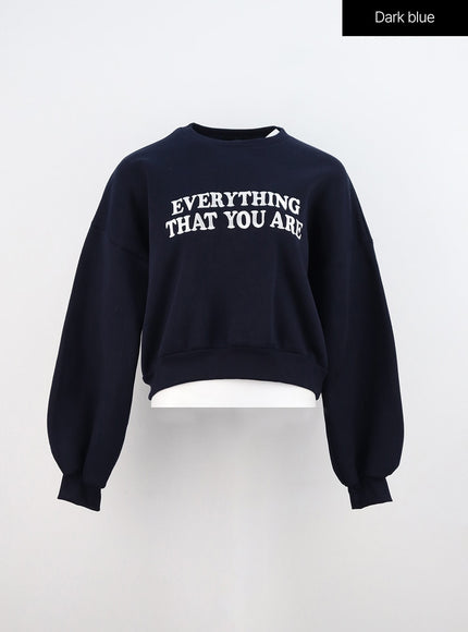 lettering-crop-sweatshirt-on310 / Dark blue