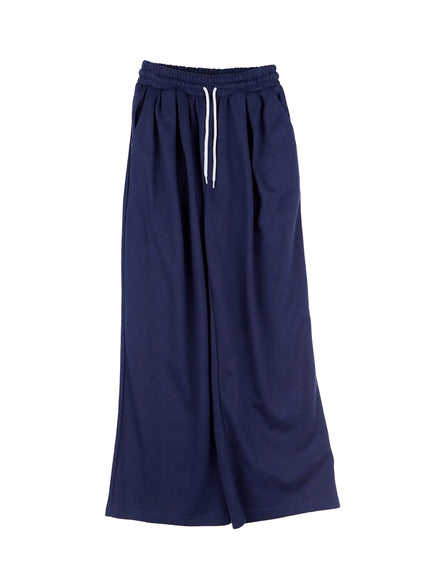 pintuck-wide-leg-sweatpants-cs519 / Dark blue