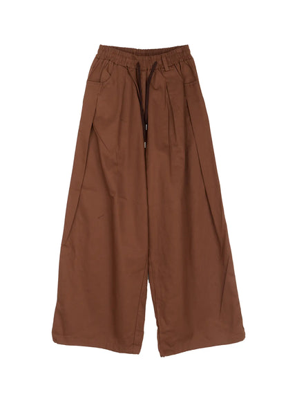 balloon-wide-leg-cotton-pants-co515 / Dark brown