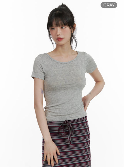 solid-round-neck-crop-top-cu410 / Gray