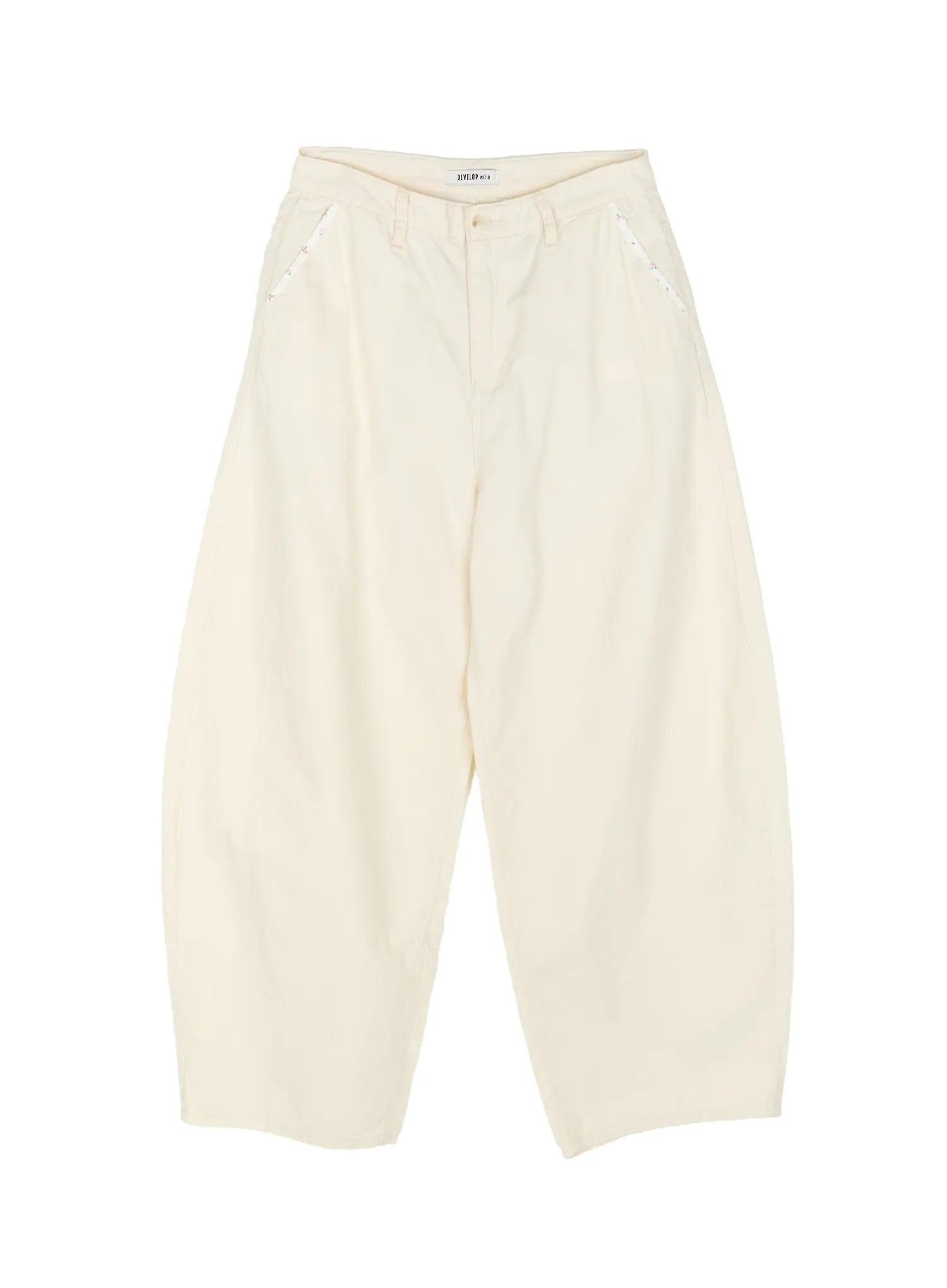 floral-accent-relaxed-fit-pants-cu508 / Light beige