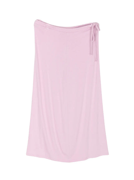 basic-drawstring-maxi-skirt-cu517 / Pink