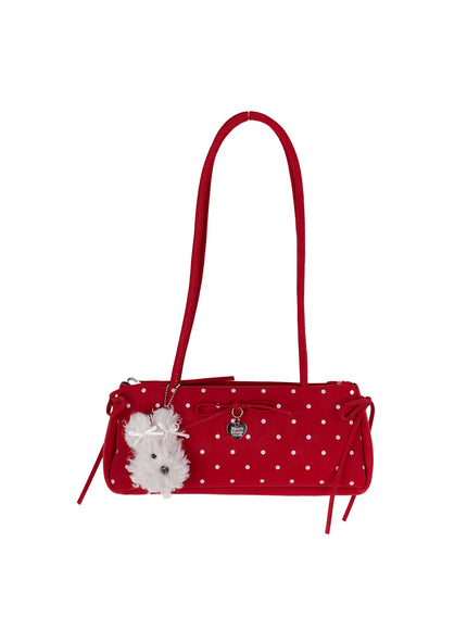 polka-dot-shoulder-bag-with-keyring-ca528 / Red