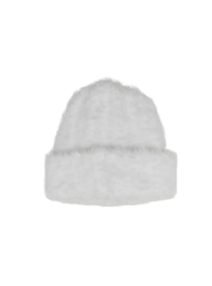 cozy-fluffy-folded-beanie-cd517 / White