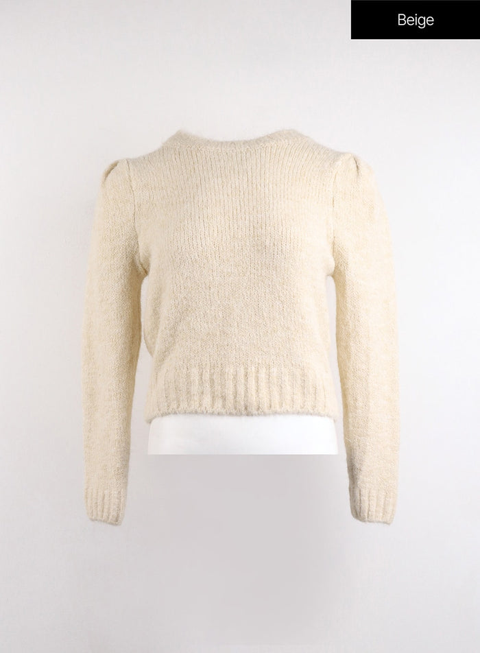 cozy-wool-blend-round-neck-sweater-oj419 / Beige